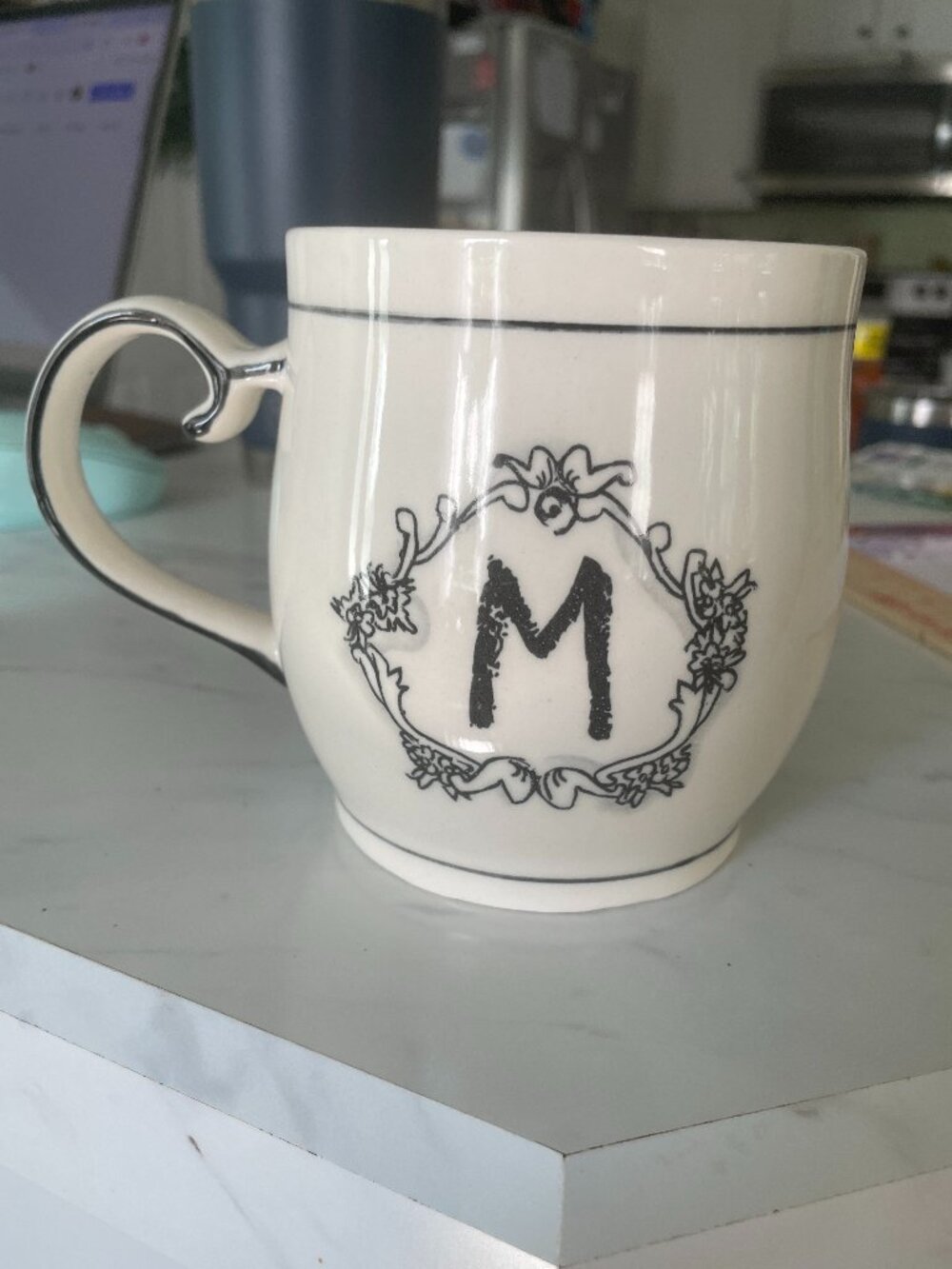 Anthropologie Katie Mandy Mug Monogram letter M